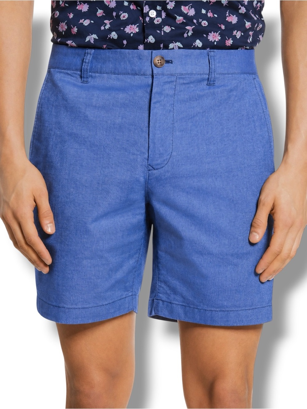 Bonobos Men Bright Blue Cotton Shorts Flat Front Longer Inseam 34